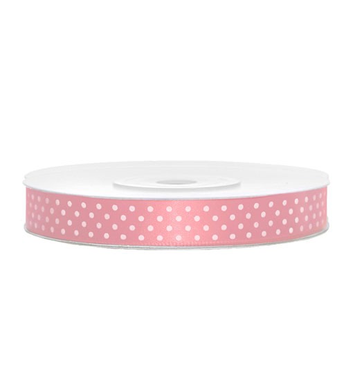 Geschenkband rosa mit weißen Punkten