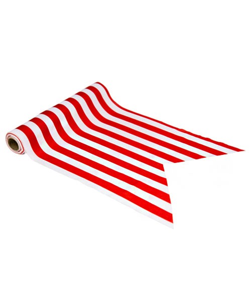 Tischläufer aus Stoff - rot-weiß gestreift - 28 cm x 5 m