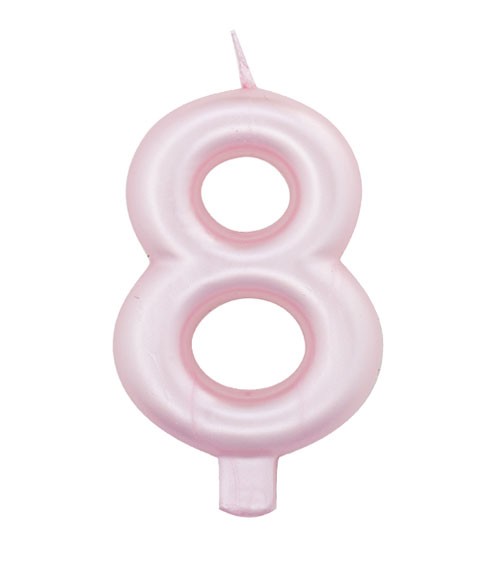Geburtstagskerze Zahl "8" - perlmutt rosa