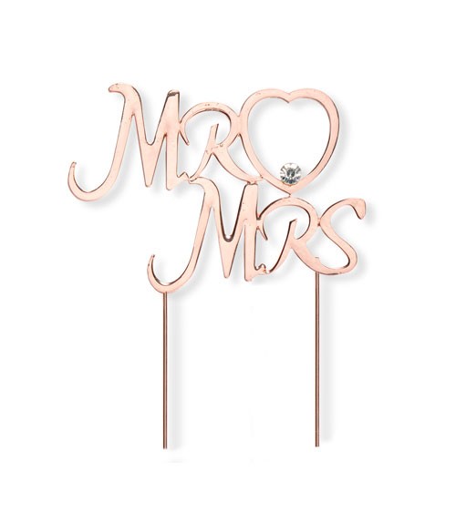 Deko-Stecker mit Strass "Mr & Mrs" - rosegold - 10,2 cm