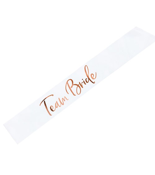 Satin-Schärpe "Team Bride" - weiß & rosegold - 75 cm