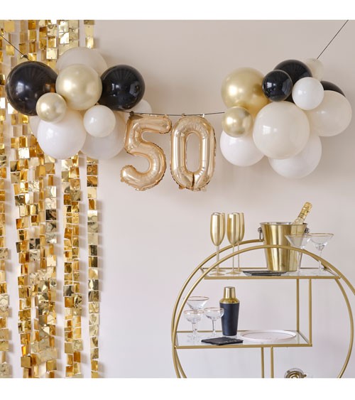 Ballon-Deko-Set "50. Geburtstag" - nude, schwarz & weißgold