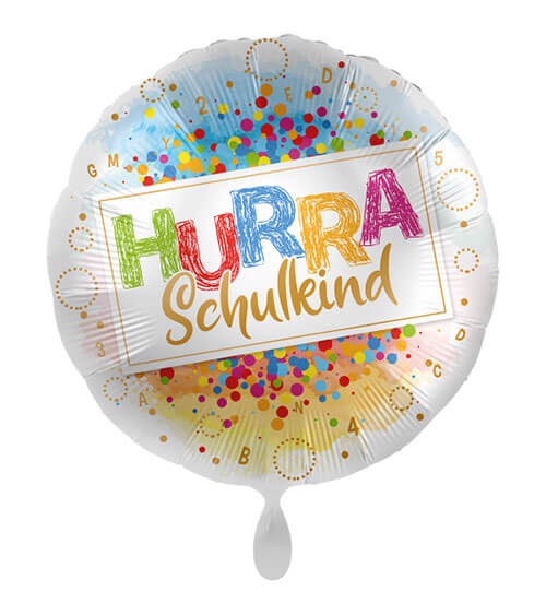 Folienballon mit Konfetti "Hurra Schulkind"