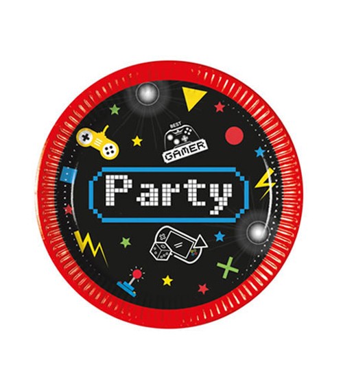 Kleine Pappteller "Gaming Party" - 8 Stück