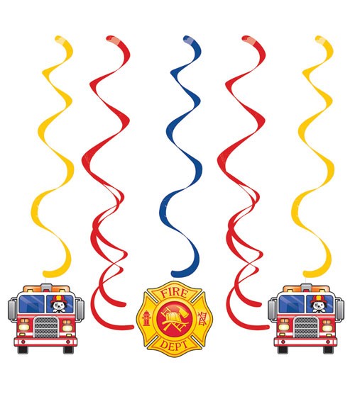 Spiralgirlanden "Feuerwehrauto" - 5 Stück