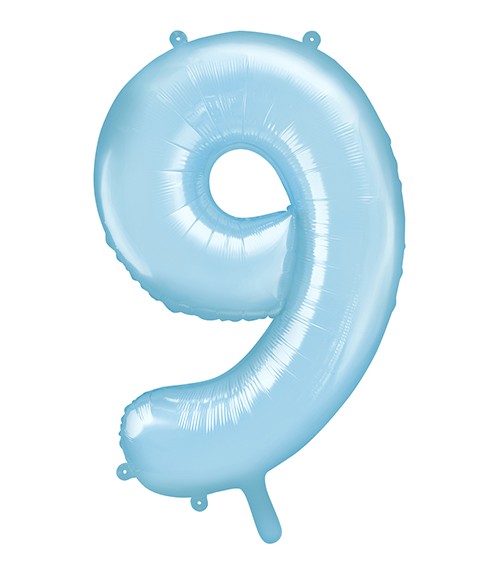 Supershape-Folienballon "9" - pastellblau - 86 cm