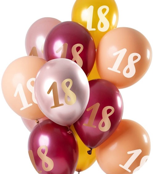 Metallic-Luftballon-Set "18" - Pink & Gold - 12-teilig