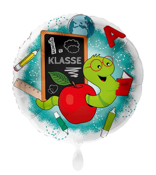 Folienballon "1. Klasse" - Schulwurm