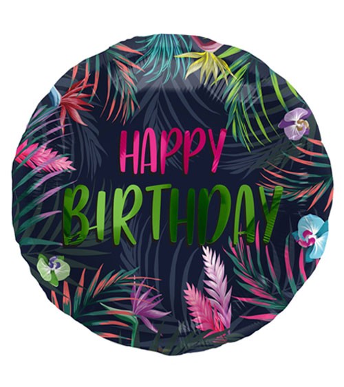 Folienballon "Happy Birthday" - Neon Tropical - 45 cm