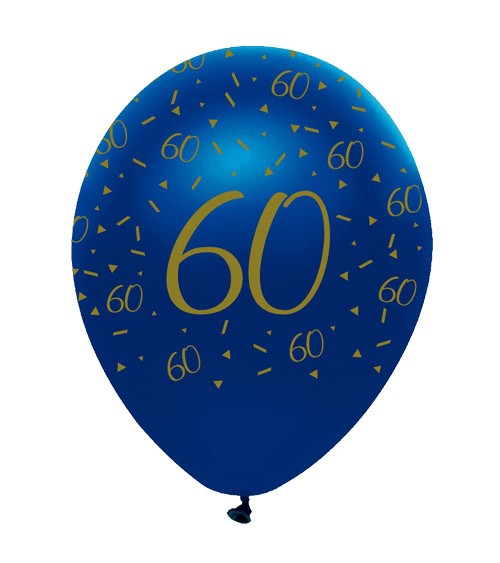Luftballons "Geo Navy" - 60. Geburtstag - 6 Stück