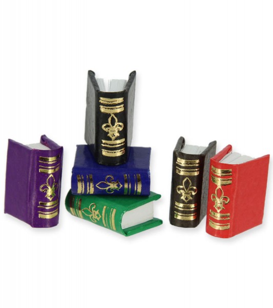 Miniatur Bücher - bunt - 1,5 x 1,5 x 0,5 cm - 6 Stück