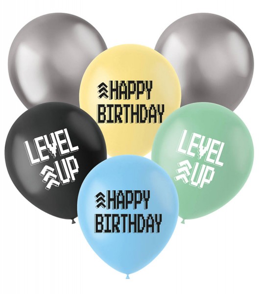 Luftballon-Set "Level up" - Farbmix - 6-teilig