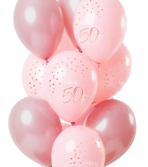 Luftballon-Set "Elegant Lush Blush - 50. Geburtstag - 12-teilig