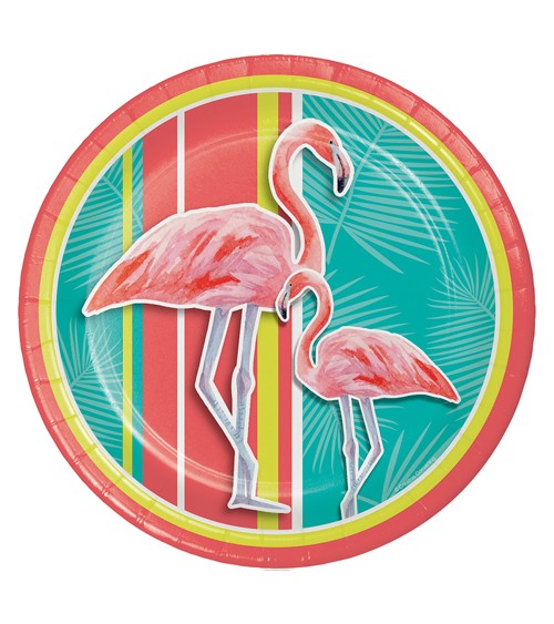 Pappteller "Flamingo Oase" - 8 Stück