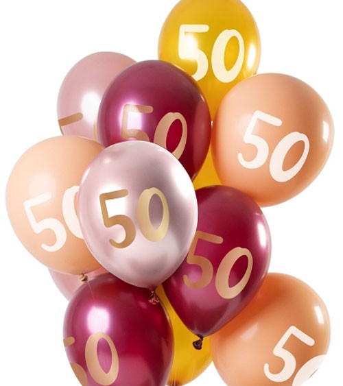 Metallic-Luftballon-Set "50" - Pink & Gold - 12-teilig