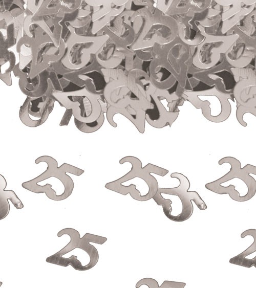 Streukonfetti "25" - metallic silber - 14 g