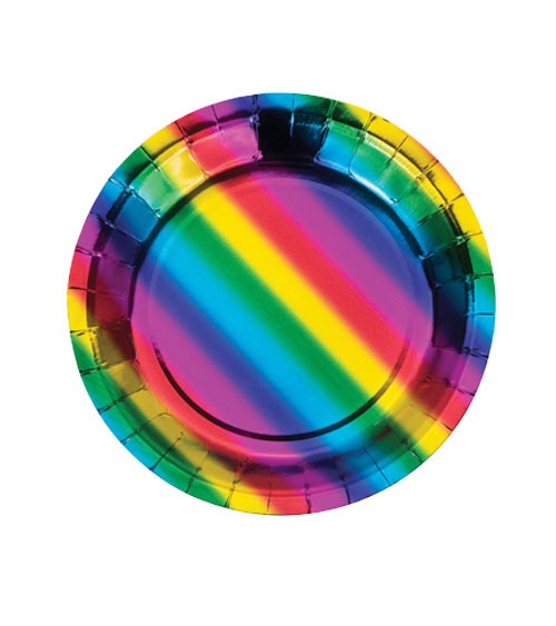 Kleine Pappteller "Rainbow Metallic" - 8 Stück