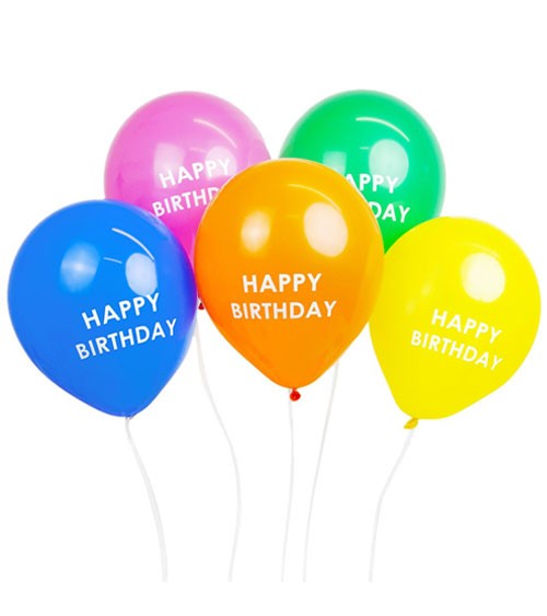 Luftballon-Set "Happy Birthday" - bunt - 5-teilig