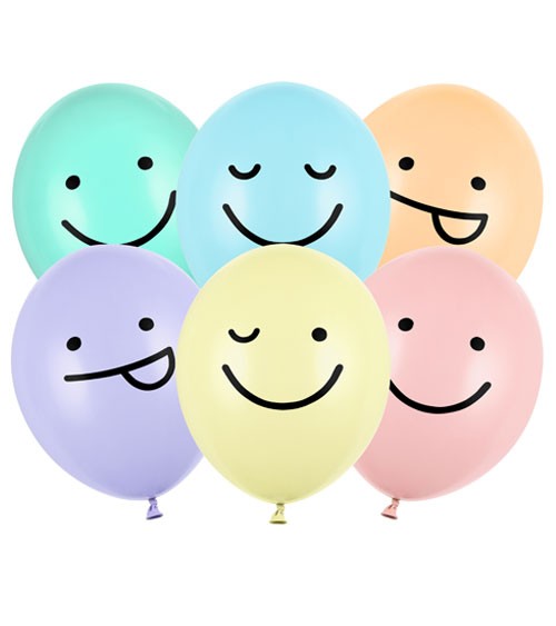 Luftballon-Set "Lachendes Gesicht" - pastell - 6 Stück