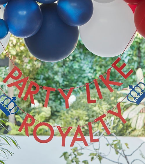 Schriftzug-Girlande "Party Like Royalty" mit Kronen - 2-teilig