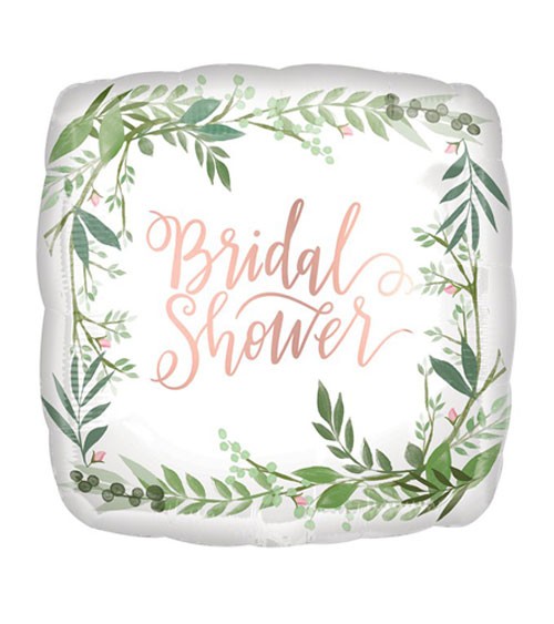 Eckiger Folienballon "Love & Leaves" - Bridal Shower - 45 cm