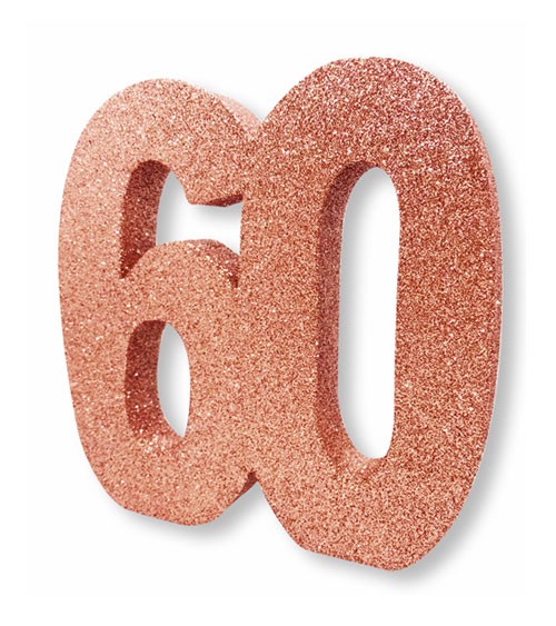 Tischdeko Zahl "60" - glitter rosegold