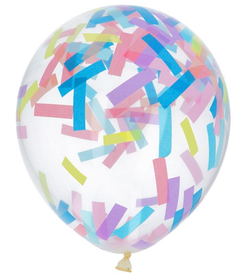 Konfetti-Ballons mit Streifen - pastell - 4 Stück