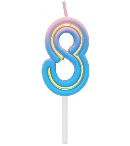 Zahlenkerze 8 "Neon" - 4,4 cm