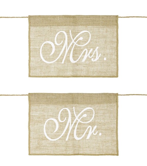 Stuhlschilder aus Jute "Mr. & Mrs." - 30 x 21,5 cm