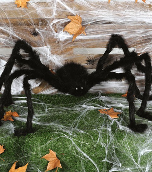 Deko-Spinne aus Plüsch mit blinkenden Augen - 110 cm