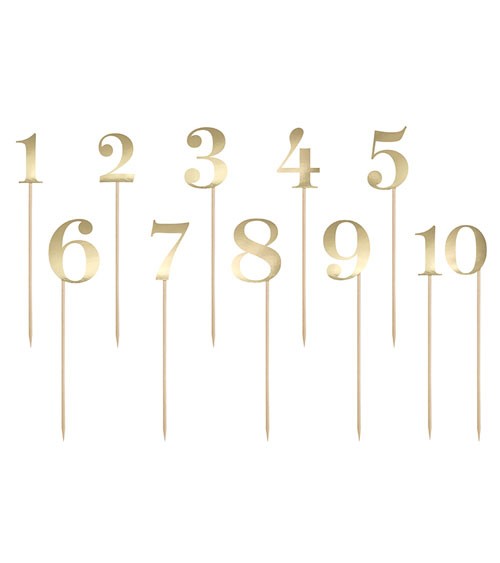 Zahlen-Stecker aus Papier - gold metallic - 1 bis 10