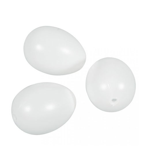 Eier aus Kunststoff - weiß - 6 cm - 10 Stück