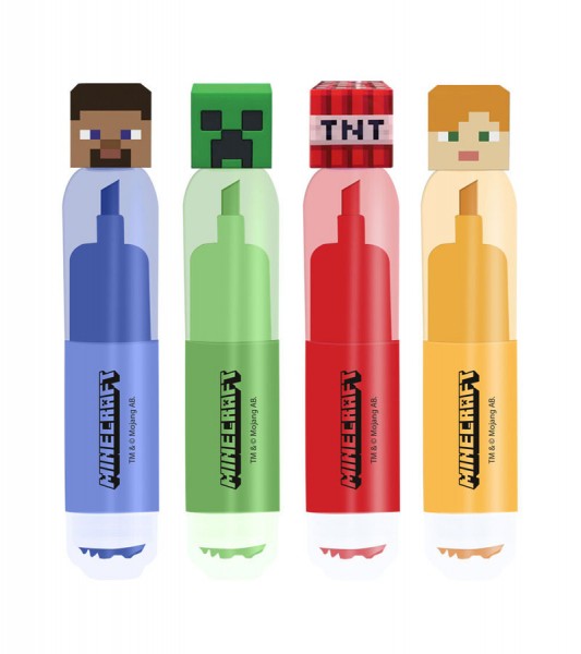 Textmarker und Stempel "Minecraft" - 4-teilig