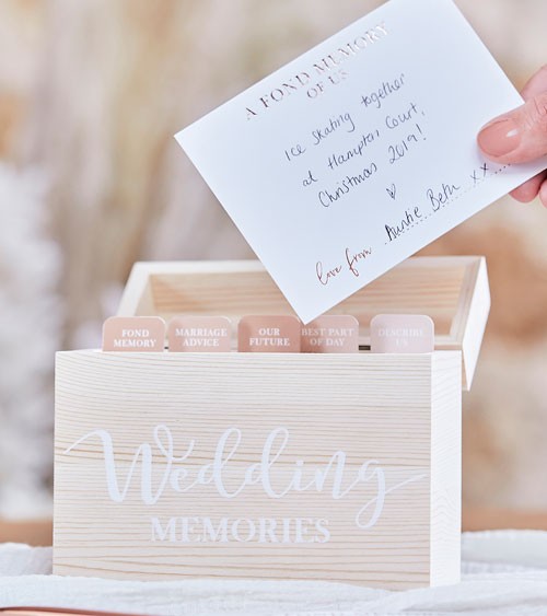 Keepsake-Holzbox "Wedding Memories" - 13,5 x 11,5 x 6 cm