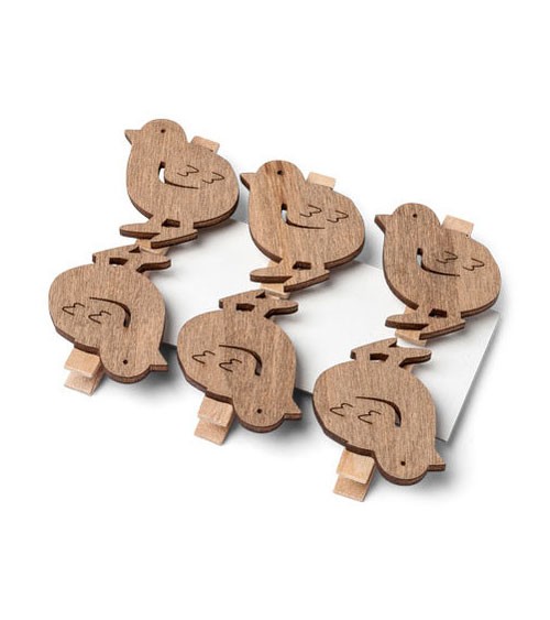 Holzklammern mit Küken - 3,5 cm - 6 Stück