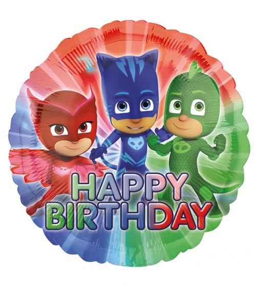 Runder Folienballon "PJ Masks - Pyjamahelden" - Happy Birthday