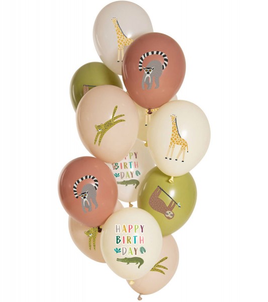 Luftballon-Set "Wilde Tiere" - Happy Birthday - 12-teilig