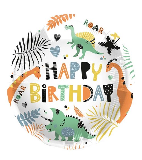 Folienballon "Dino Roars" - Happy Birthday - 45 cm
