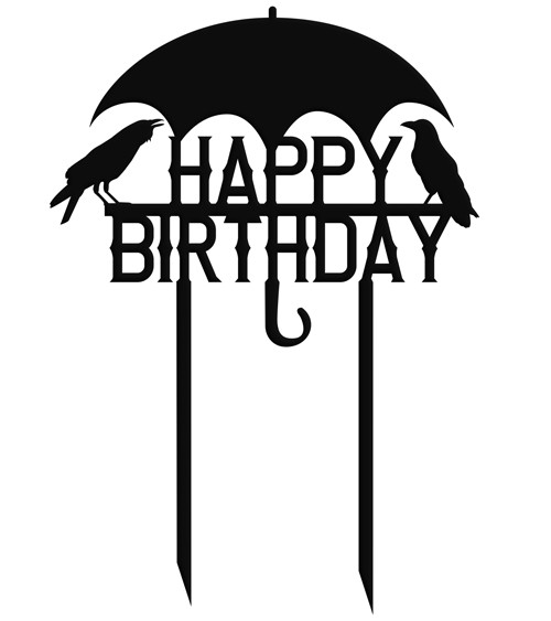 Cake-Topper "Regenschirm mit Raben" aus Acryl