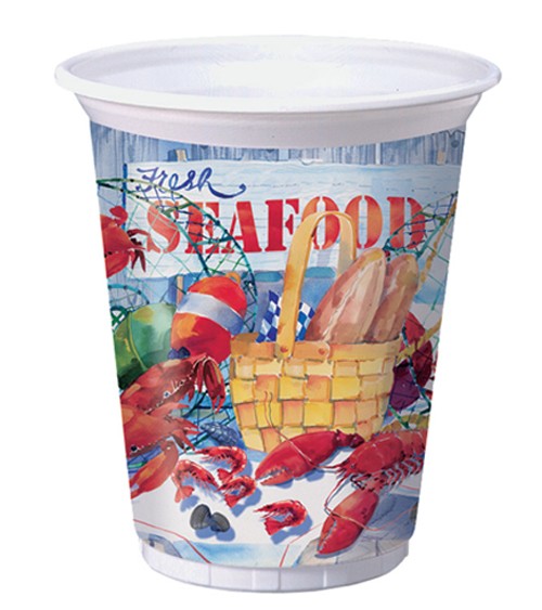 Plastikbecher "Seafood" - 8 Stück