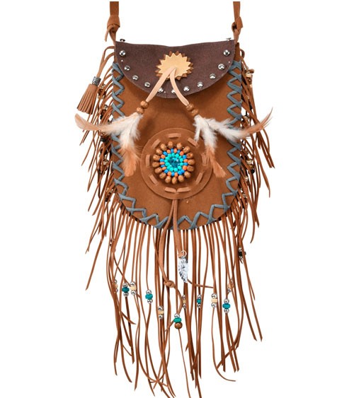 Indianer-Umhängetasche mit Fransen und Perlen