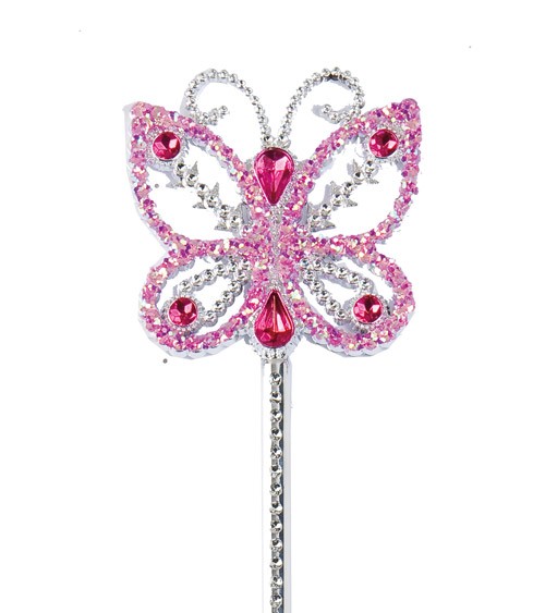 Feenstab "Schmetterling" - silber & pink - 38 cm