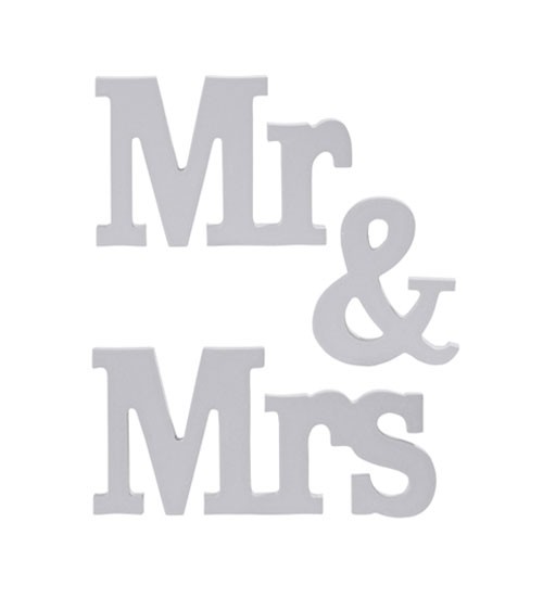 Holzbuchstaben "Mr & Mrs" - grau - 3-teilig