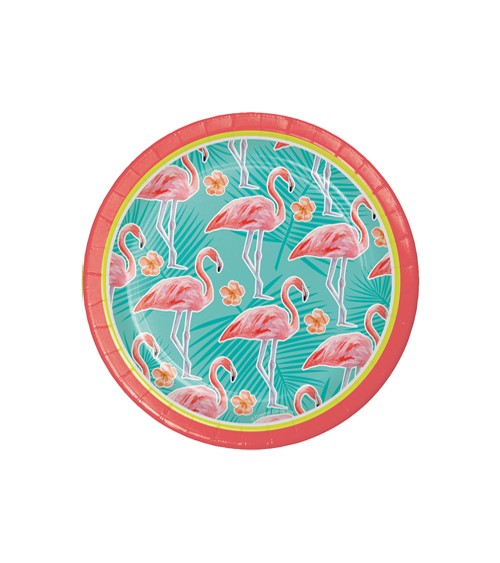 Kleine Pappteller "Flamingo Oase" - 8 Stück
