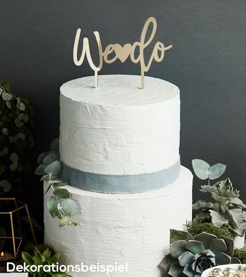 Cake Topper aus Acryl "We do" - metallic gold