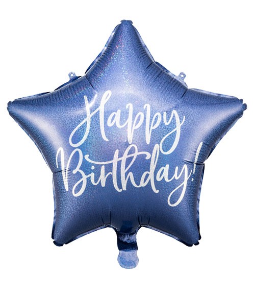 Stern-Folienballon "Happy Birthday" - navyblue - 40 cm