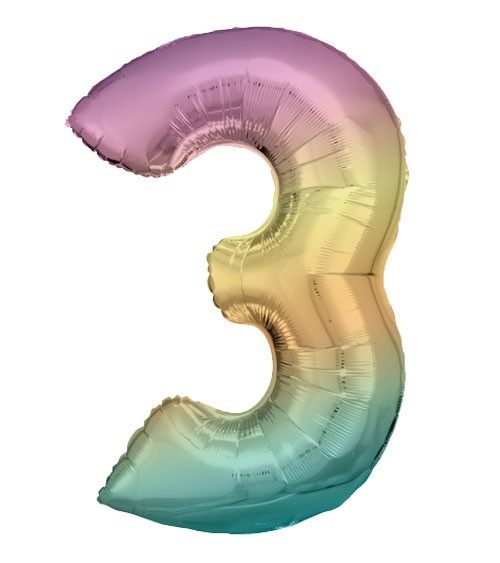 Supershape-Folienballon "3" - Rainbow - 83 cm