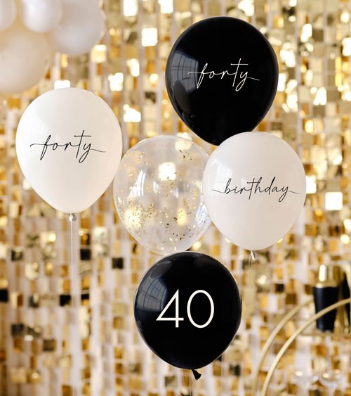 Luftballon-Set "40. Geburtstag" - nude, schwarz & weißgold