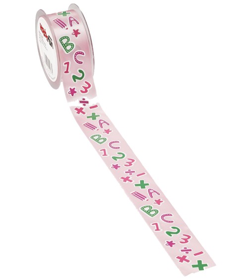 Geschenkband "ABC" - rosa - 4 cm x 5 m