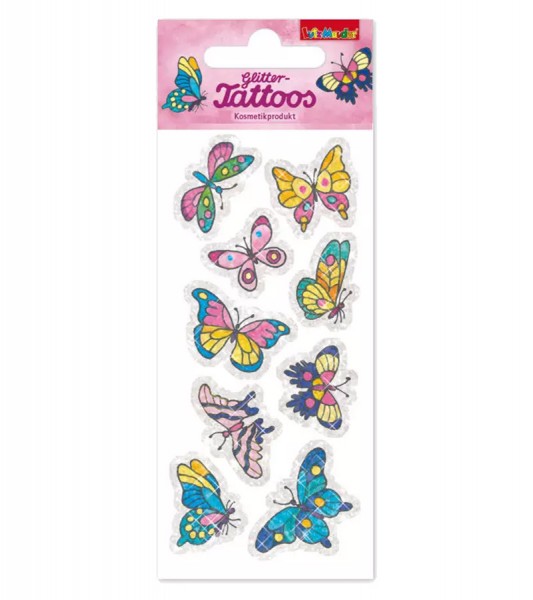 Glitter-Tattoos "Bunte Schmetterlinge" - 1 Bogen